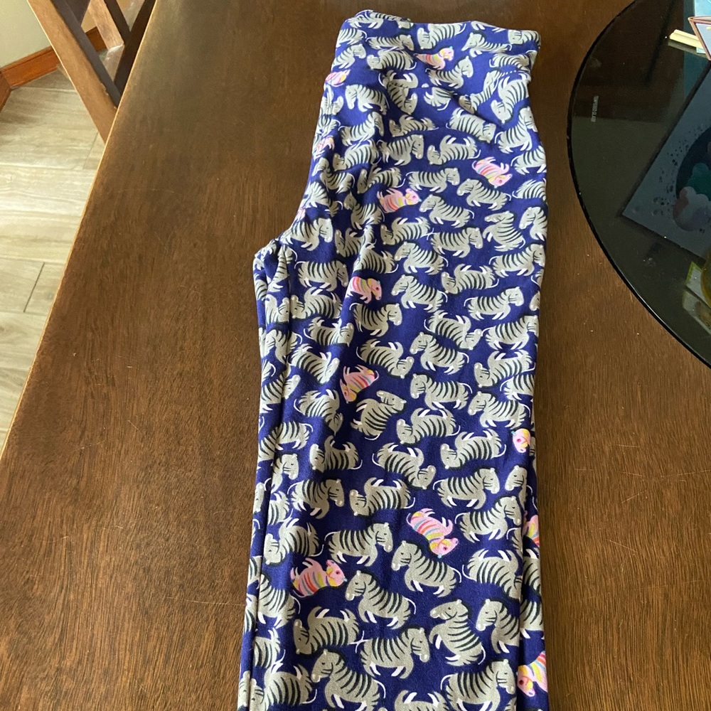 OS LLR Nancy blue zebra animal leggings